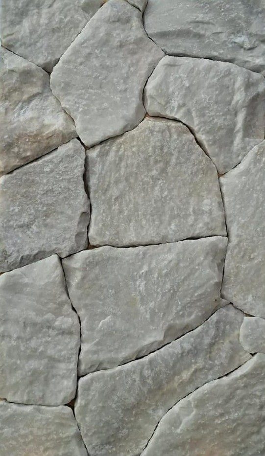 Marmură Poligonală Rock Face Fantastic White, cod PNP-110, piatră naturală poligonală rock face